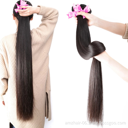 Wholesale 40 Inch Straight Peruvian Virgin Cuticle Aligned Human Hair Bundle Cheap Long Natural Human Hair Extension Vendor